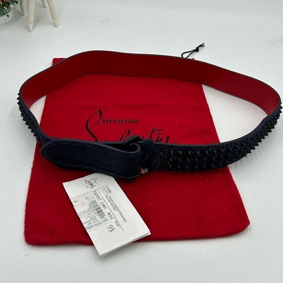 Men’s Christian Louboutin blue glitter spike belt size 95 cm/38 made in Italy - Picture 2 of 8